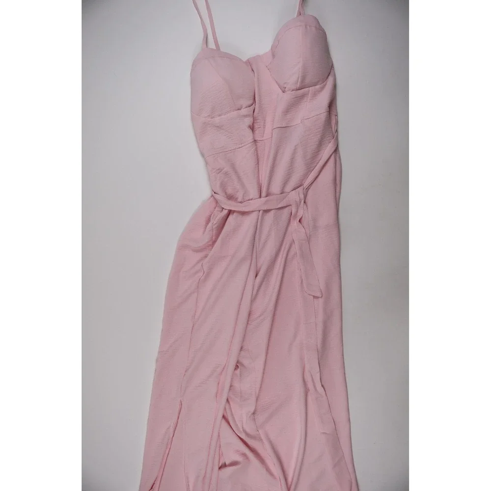 Jolie & Joy Jumpsuit Wide Leg Sweetheart Slit Pink Solid 3X NWT